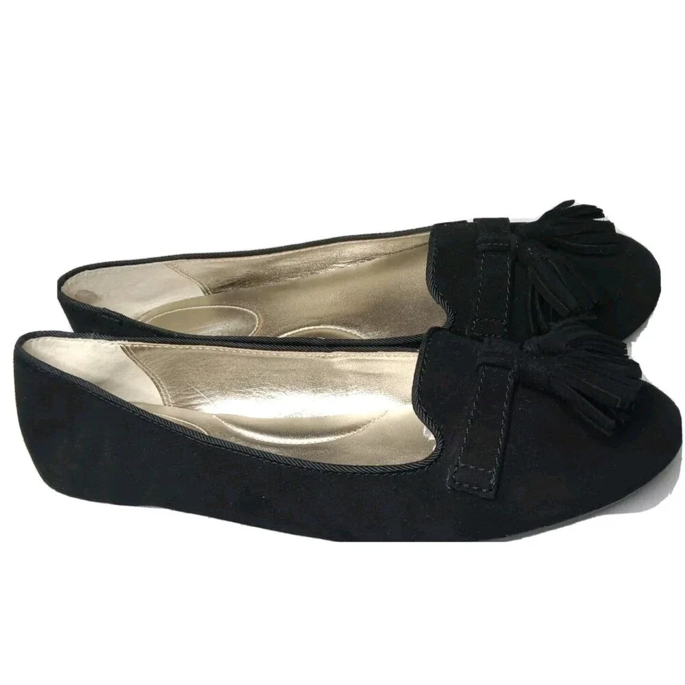 Coach Deedra Black Suede Flats Shoes Women's Size 7 B Light Weight